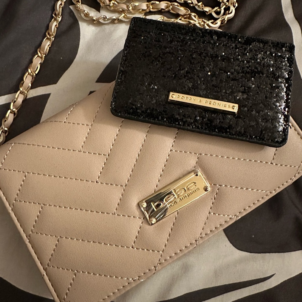 Bebe Sophia Crossbody Purse PLUS Black Sequin Card Holder By Poppy & Peonies